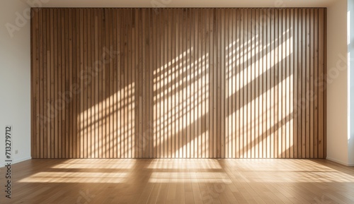 Minimalist wooden lattice modern architecture photo