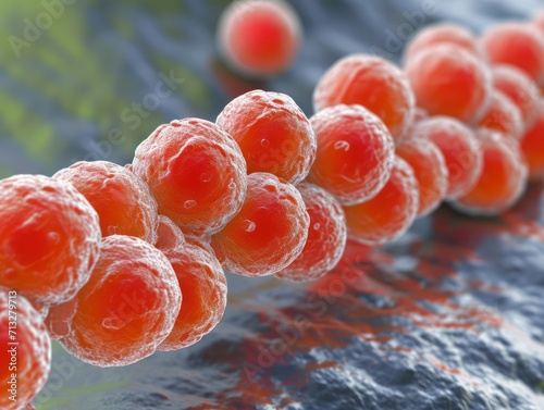 Close-up photo of Enterococcus faecalis bacteria - AI Generated Digital Art photo