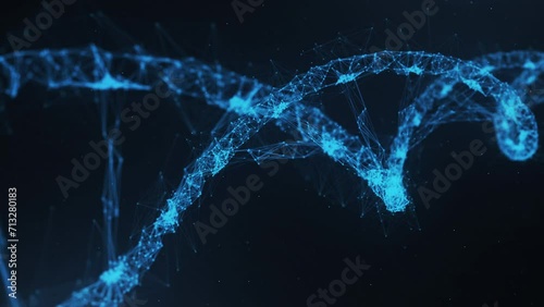 3D Dna Rotate. Dna Plexus PArticles And Dust Background