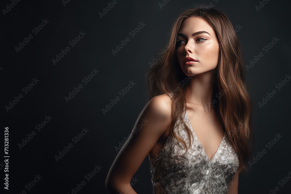 fashionable and lovely woman model studio photoshoot
