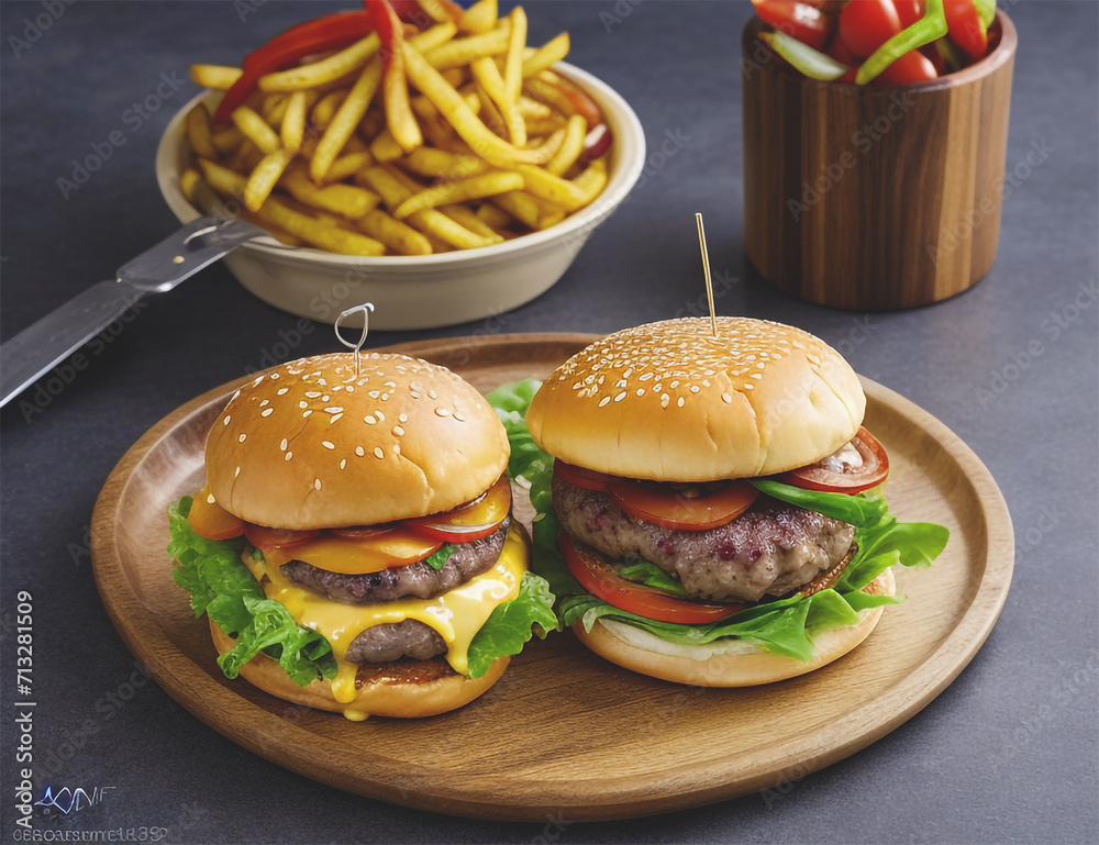 hamburger and fries hamburger and fries