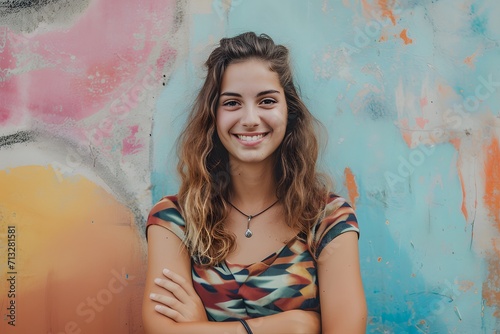 Portrait of woman with smile over background.