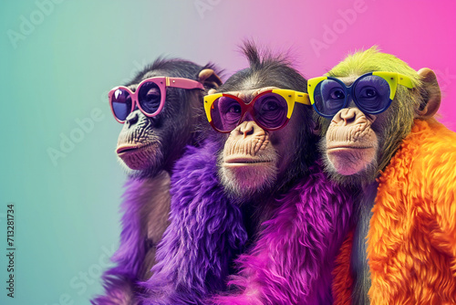 Bright Monkeys for the party. Creative animal concept © VetalStock