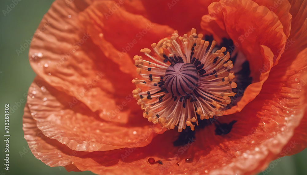 Poppy flower close-up, macro photo. Generative AI Poppy flower close-up, macro photo. Generative AI