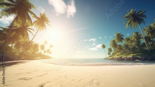 eye catching tropical beach with sea ocean and coconut tree © Align