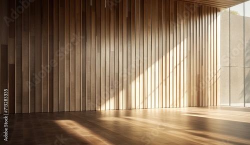 Architecture and interior concept Empty room and wood panels wall background
