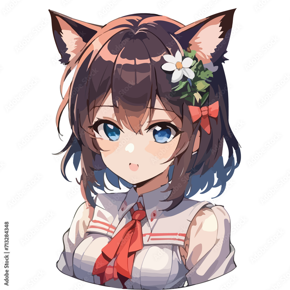 Cute Anime Girl 3D Sticker Cute Anime Girl 3D Sticker