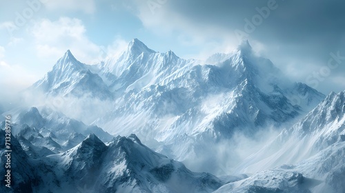mountains in the snow © AI ARTS