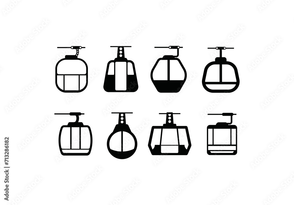 cable car collection vector icon logo illustration white background cable car collection vector icon logo illustration white background