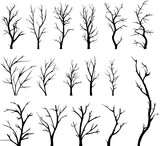 set of black branches and herbs. AI generated illustration.