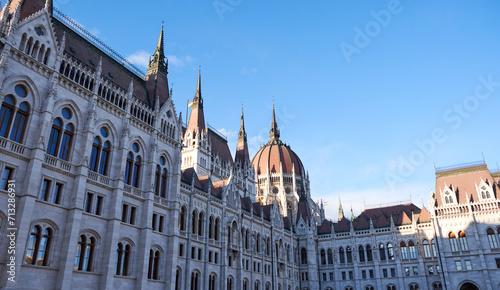 Parliament Palace, perched regally, a symbol of historical grandeur and architectural elegance along the Danube River