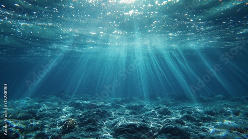 Underwater scene with abstract light refractions background
