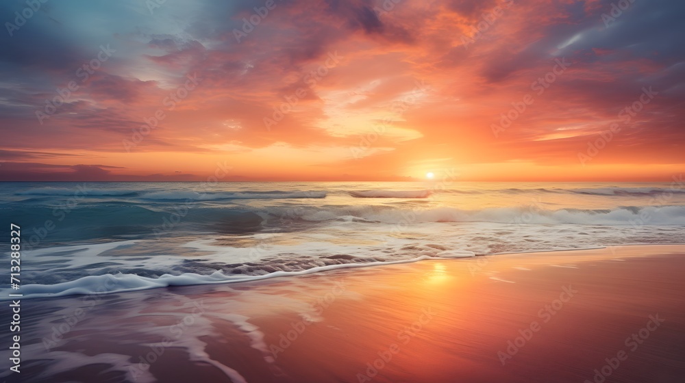 Serene and picturesque sunrise over a tranquil beach