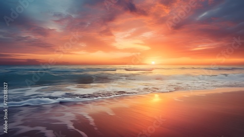 Serene and picturesque sunrise over a tranquil beach © DeeArty