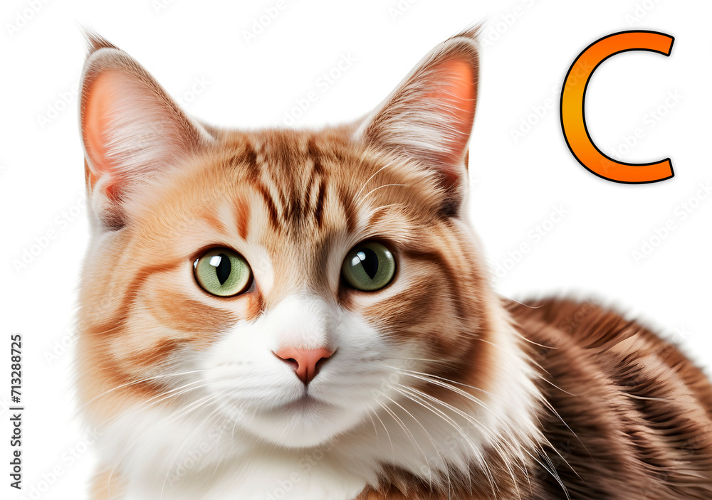 Obraz premium English alphabet with animal. Animal alphabet. Letters from A to Z. Letter C. Generative AI