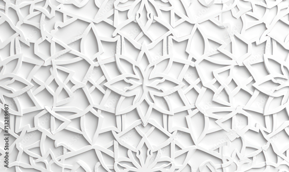 Arabic Pattern Background with Wall Geometric Shapes - obrazy, fototapety, plakaty 