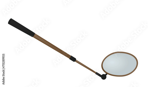 Metal inspector mirror. vector illustration