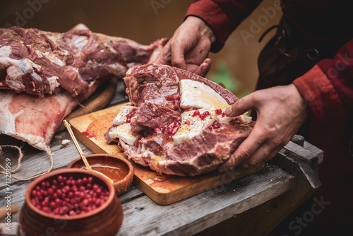 Process of preparing ox heart according to medieval recipe