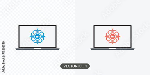 Artificial intelligence Video call icons set. Streaming icon set. Video call buttons set. Videoconferencing and meeting Collections buttons of online video chat app, Vector illustration