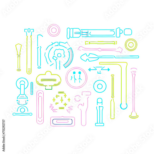Captivating Neon Line Design Y2K Style PNG Transparent Isolated Objects with Glow Effect | Embrace the Neon Glow and Experience the Stylish Neon Style | Tshirt | Cyberpunk Style | Clipart | Tattoo