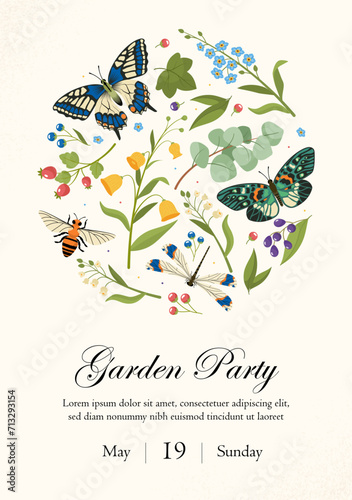 Garden party poster vector