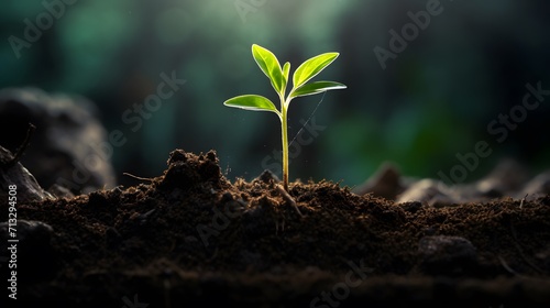 The seedling are growing from the rich soil