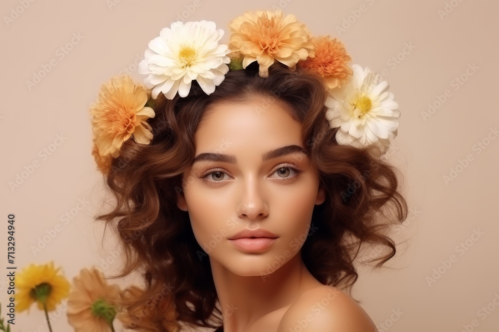 Woman With Flowers in Her Hair