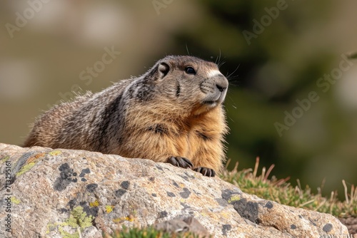 Tarbagan marmot( Marmota camtschatica Pallas) is basking in the sun