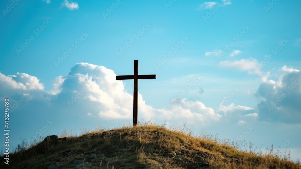 Passion Week cross on a hill symbolizing the sacrifice Passion Week cross on a hill symbolizing the sacrifice