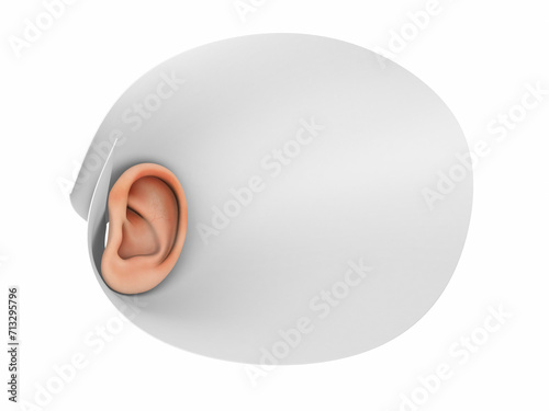 Human ear and advanced listening symbol (isolated and clipping path)