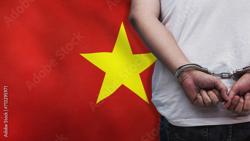Obraz na plátně A man getting under arrest in Vietnam