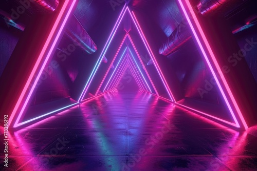 Futuristic Neon Triangle Corridor