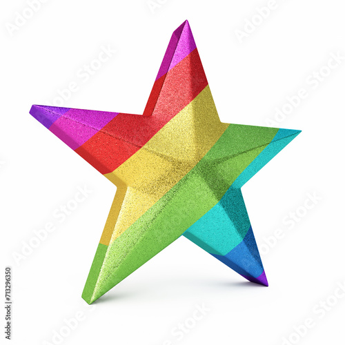 3d render Colorful Gradient Star (isolated on white and clipping path)