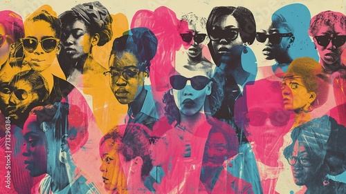 Diverse Voices in Feminism: Highlighted Figures in Crowd

