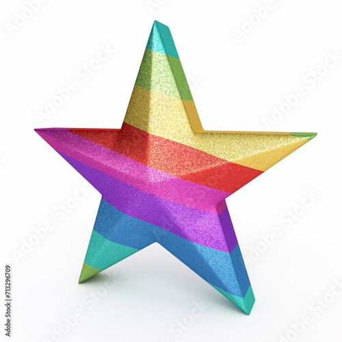 3d render Colorful Gradient Star (isolated on white and clipping path)