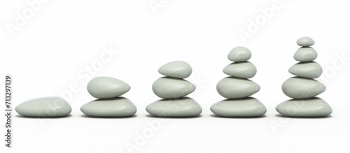 Balanced pebbles render (isolated on white and clipping path)