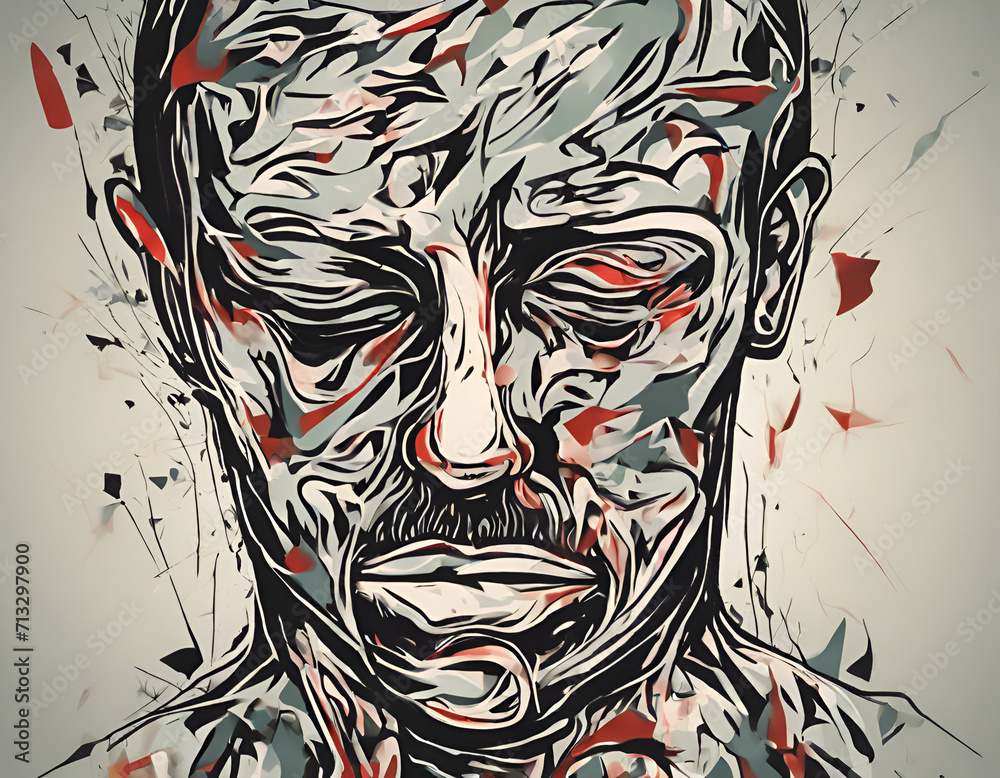 Abstract Image of a human being suffering from depression, trauma or mental disease, illustration , concept image, depressed adult, blood Abstract Image of a human being suffering from depression, trauma or mental disease, illustration , concept image, depressed adult, blood