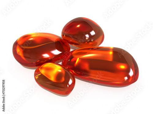 Amber stone render (isolated on white and clipping path)