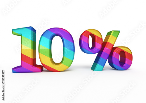ten percent colorful render (isolated on white and clipping path)