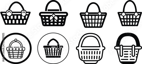 Basket icon collection. shopping icon set make by vector