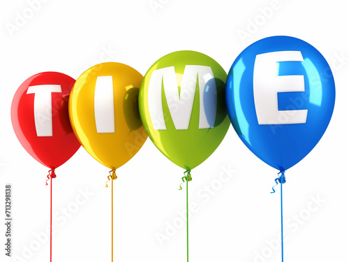 Time Writing Colorful balloons render (isolated on white and clipping path)