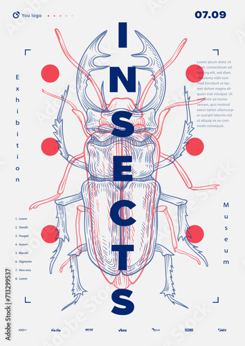 Modern insects vector poster