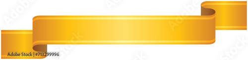 ゴールドライン入りグラデーションリボンの単品イラスト5（黄色）