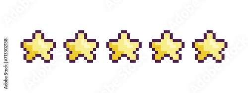 Pixel star rating, 8 bit, retro, y2k pixel icon on a completely white background