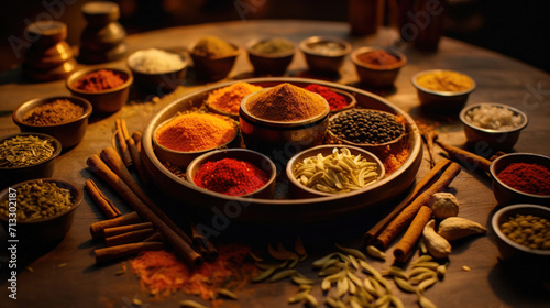 Culinary Palette: Array of Spices and Turmeric