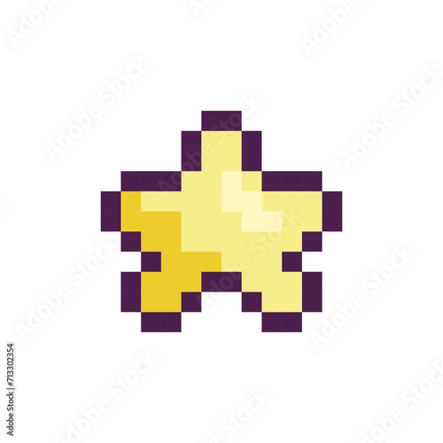 Pixel star rating, 8 bit, retro, y2k pixel icon on a completely white background