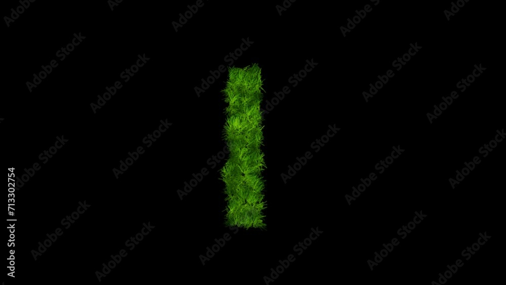 Letter I made of grass with alpha channel, alphabet in the form of green grass Letter I made of grass with alpha channel, alphabet in the form of green grass