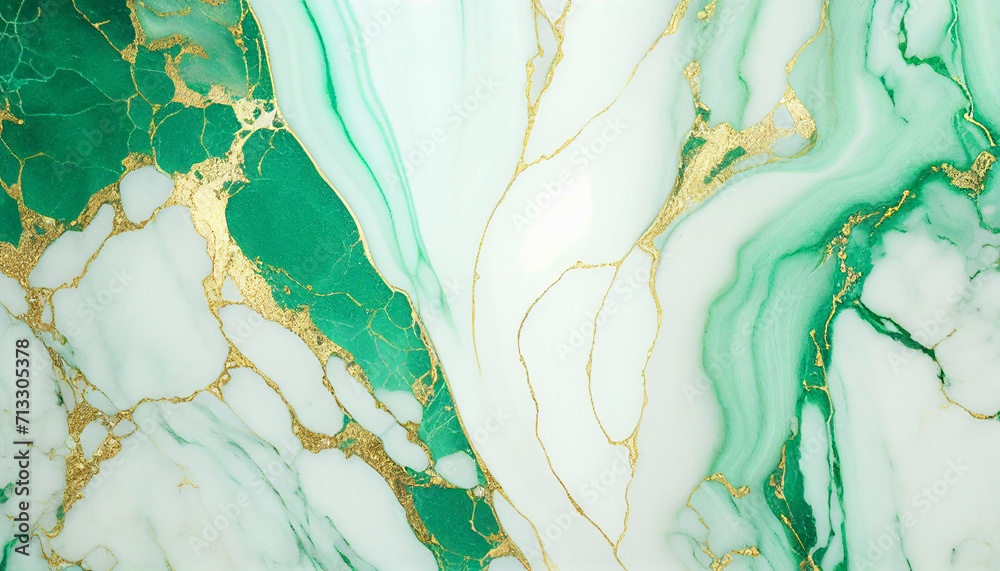 Abstract background, Marble Background. White Turquoise Green Marbled Texture with Gold Veins, Ai generated image