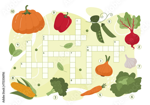 Vegetables crossword vector concept