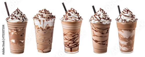 Chocolate milkshake in a plastic cup isolated	